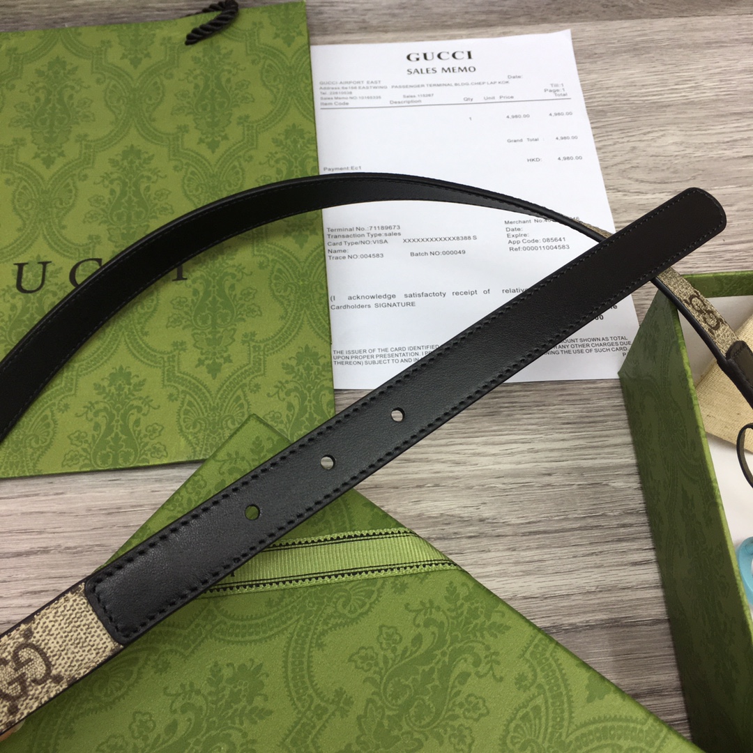 Gucci-Ledergürtel mit Doppel-G-Schnalle (2 cm) - EUR FASHION