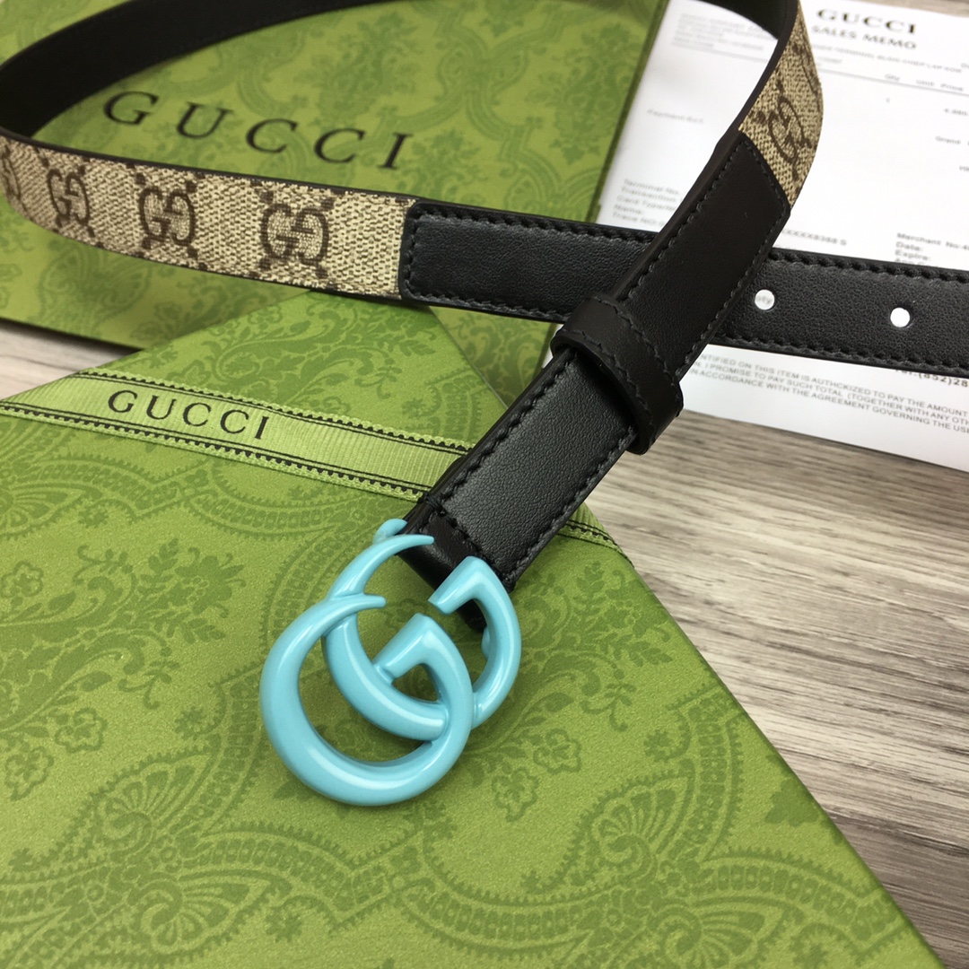 Gucci-Ledergürtel mit Doppel-G-Schnalle (2 cm) - EUR FASHION