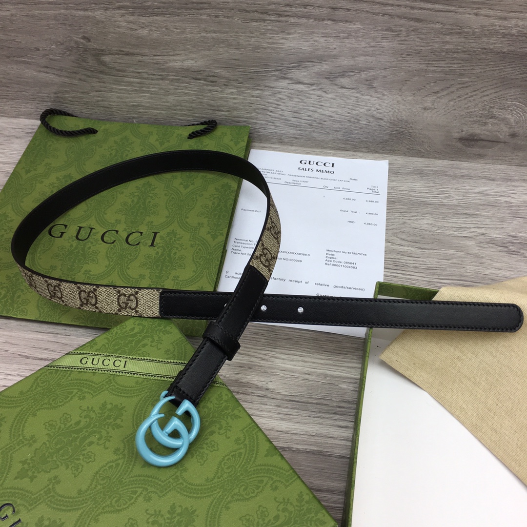 Gucci-Ledergürtel mit Doppel-G-Schnalle (2 cm) - EUR FASHION