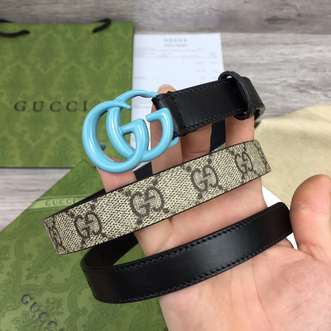 Gucci-Ledergürtel mit Doppel-G-Schnalle (2 cm) - EUR FASHION