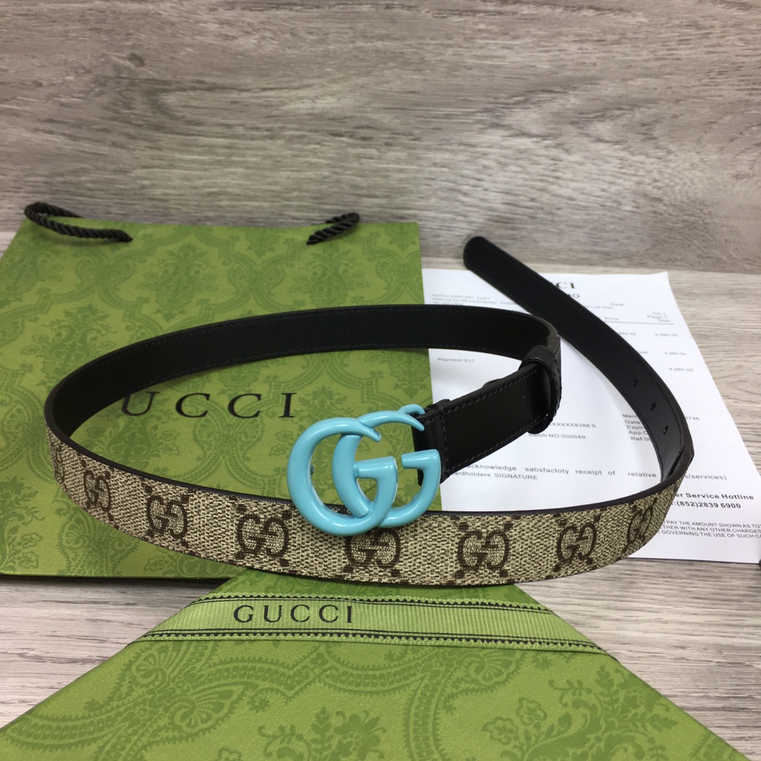 Gucci-Ledergürtel mit Doppel-G-Schnalle (2 cm) - EUR FASHION