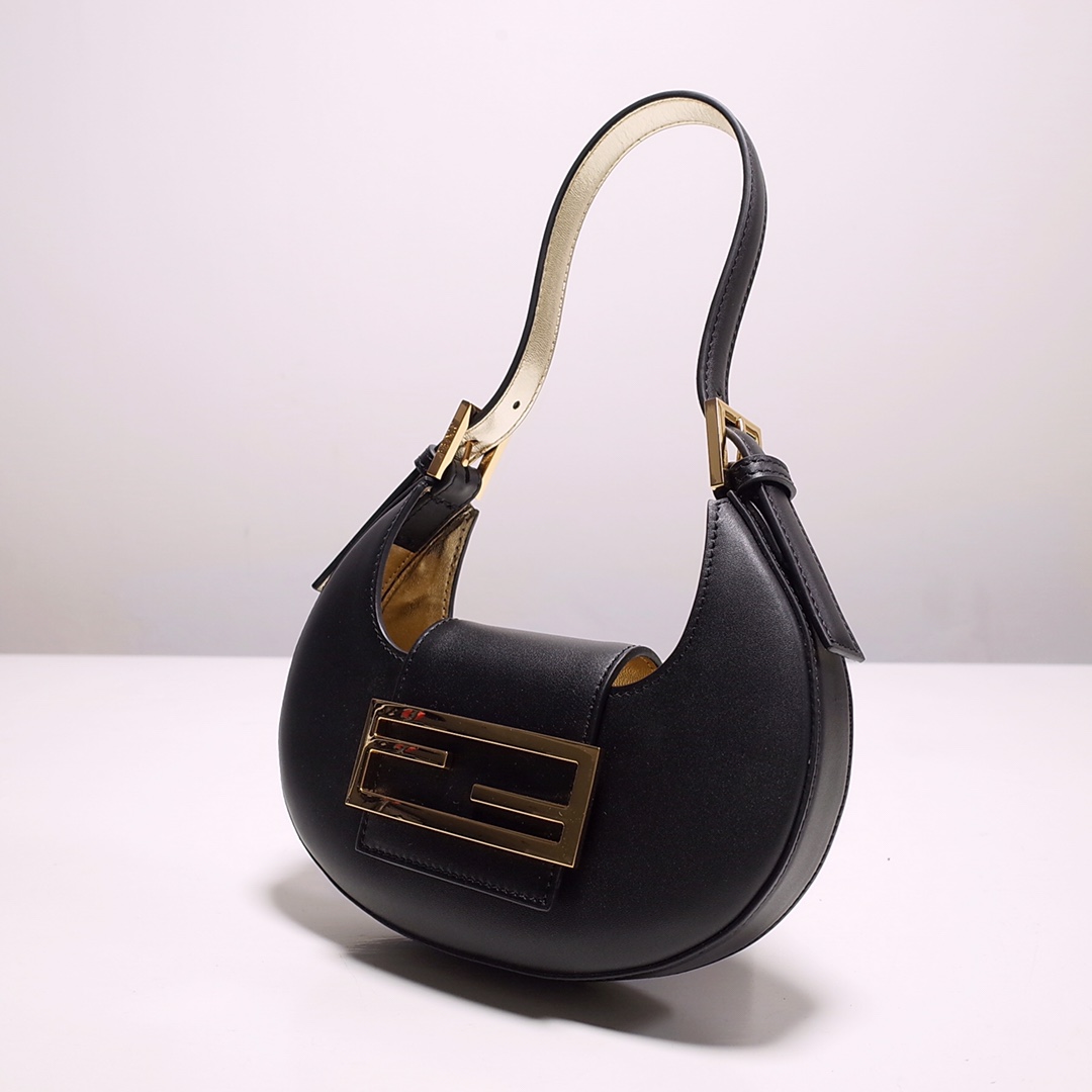Fendi Cookie Mini-Handtasche aus schwarzem Leder (22–17,5–4,5 cm) - EUR FASHION