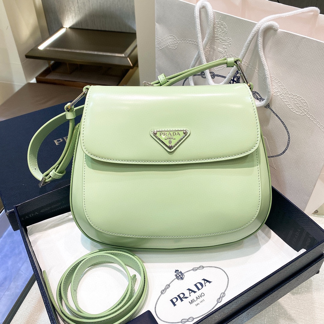 Prada Cleo Umhängetasche aus gebürstetem Leder in Grün (24-19-6 cm) 1BD303 - EUR FASHION