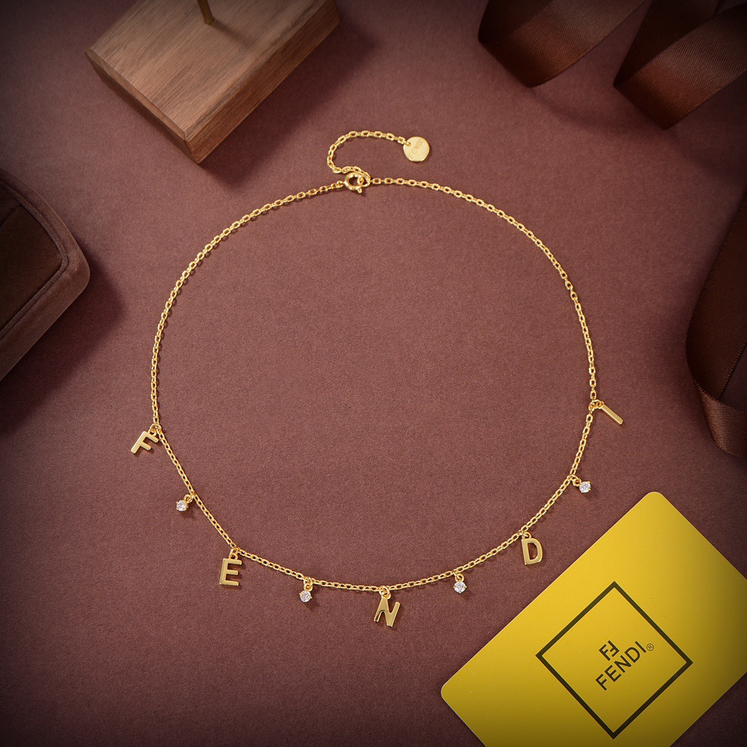 Fendi Signature goldfarbene Halskette - EUR FASHION