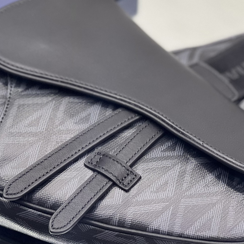 Dior Black CD Diamond Canvas und glattes Kalbsleder Satteltasche (26-19-4,5 cm) 1ADPO093 - EUR FASHION