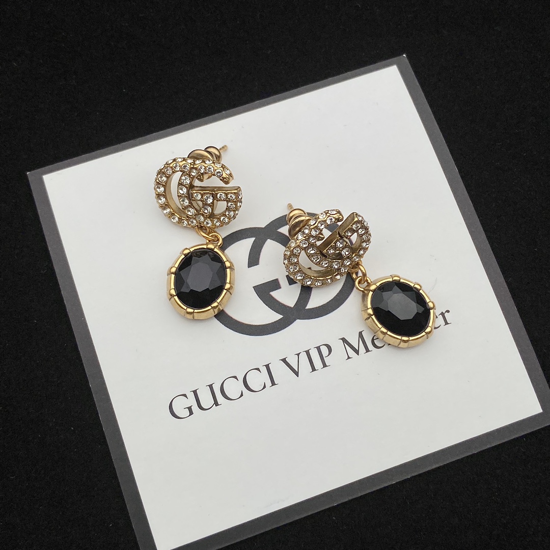 Gucci Double G Ohrringe mit schwarzen Kristallen - EUR FASHION