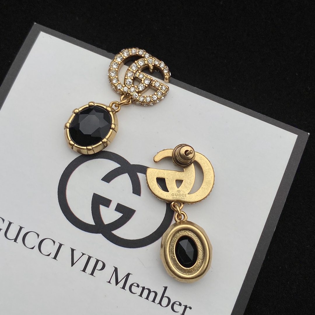 Gucci Double G Ohrringe mit schwarzen Kristallen - EUR FASHION
