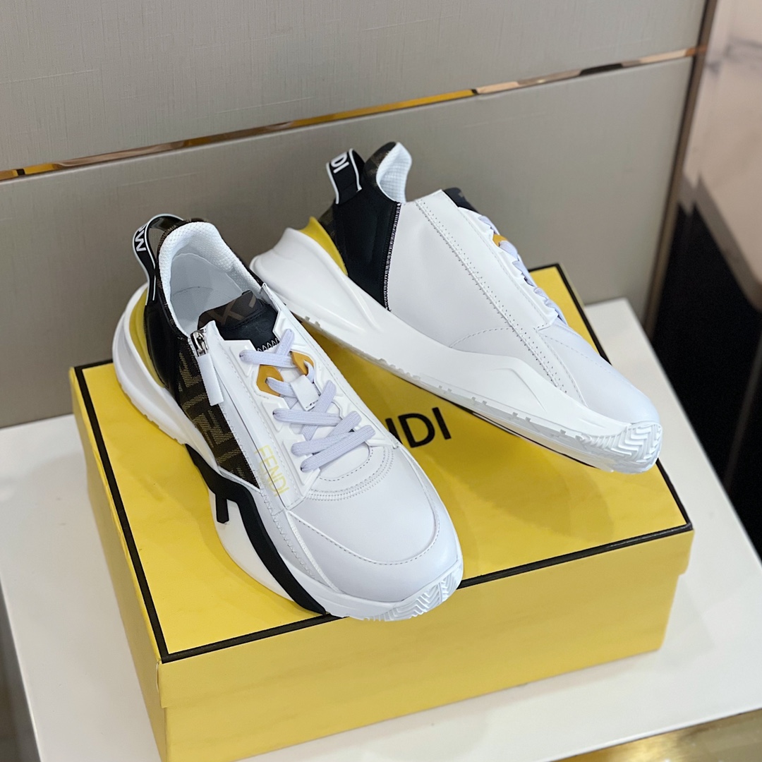 Low-Top-Sneaker „Flow“ aus weißem Leder von Fendi - EUR FASHION