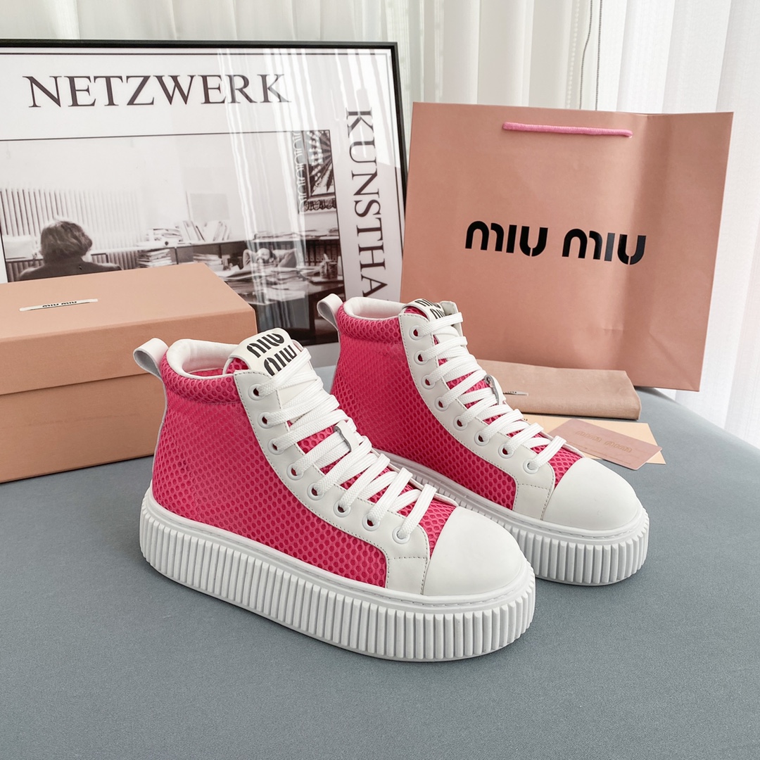 Miu Miu Mesh-Flatform-High-Top-Sneaker - EUR FASHION