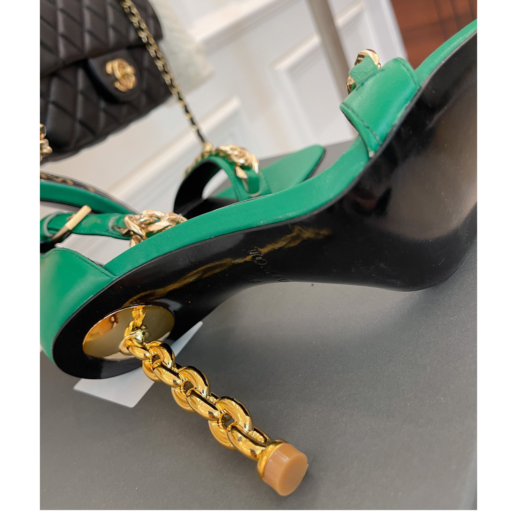 Tom Ford Ledersandalen mit Kettenbesatz und einer Absatzhöhe von 10,5 cm - EUR FASHION