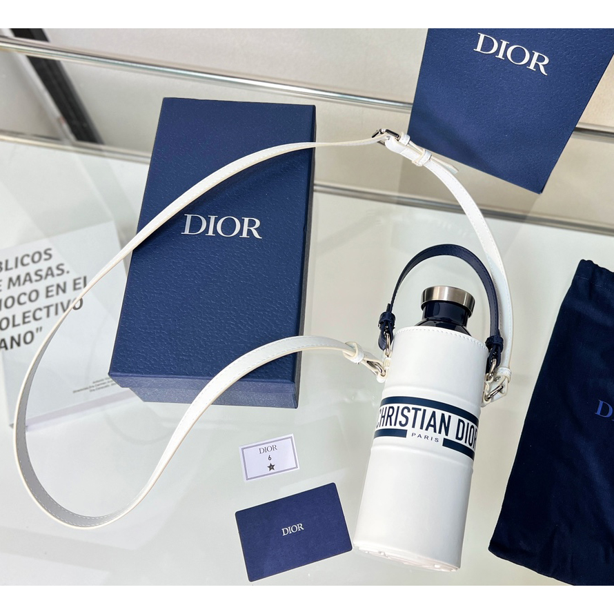 Dior Vibe Flaschenhalter aus weißem Kalbsleder - EUR FASHION