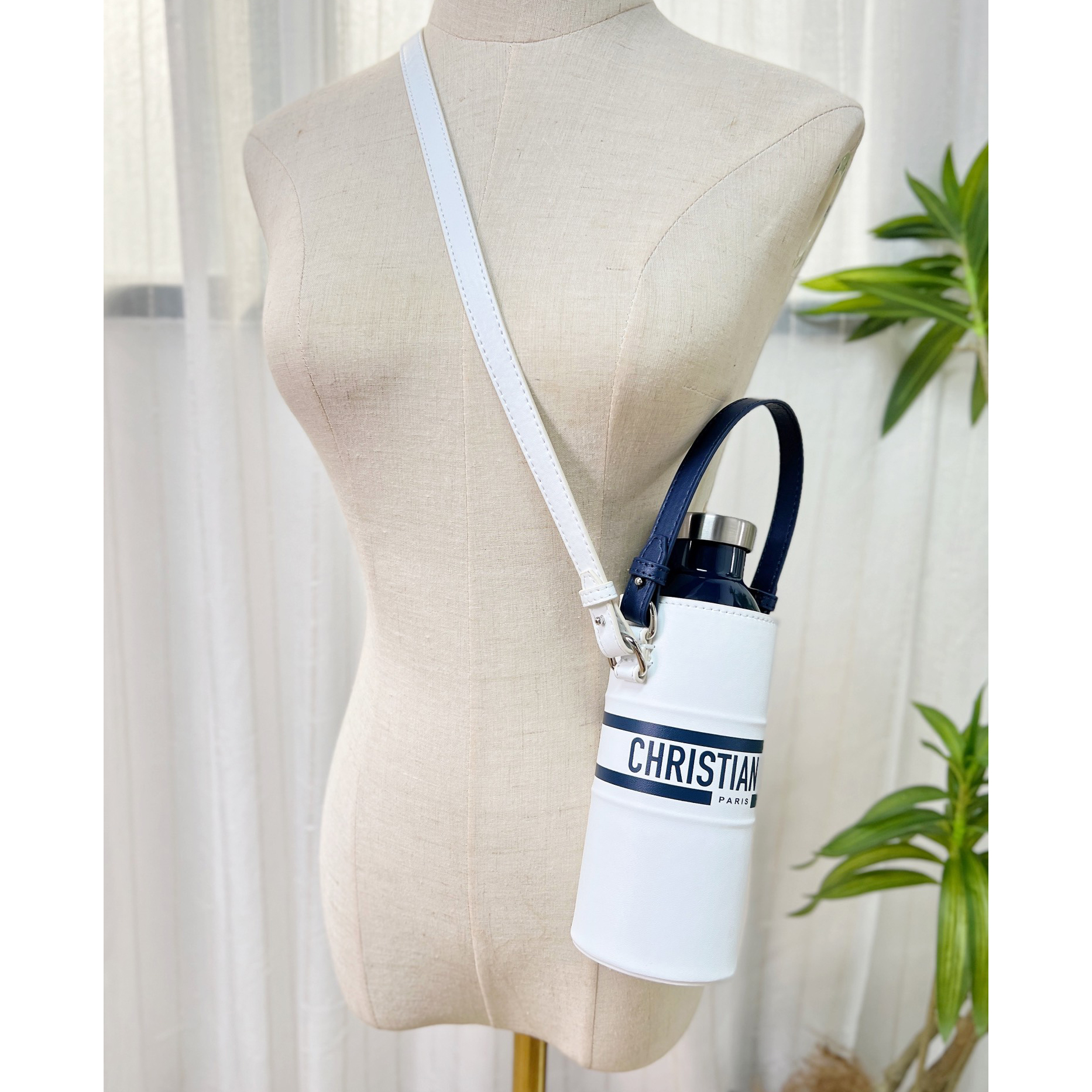 Dior Vibe Flaschenhalter aus weißem Kalbsleder - EUR FASHION