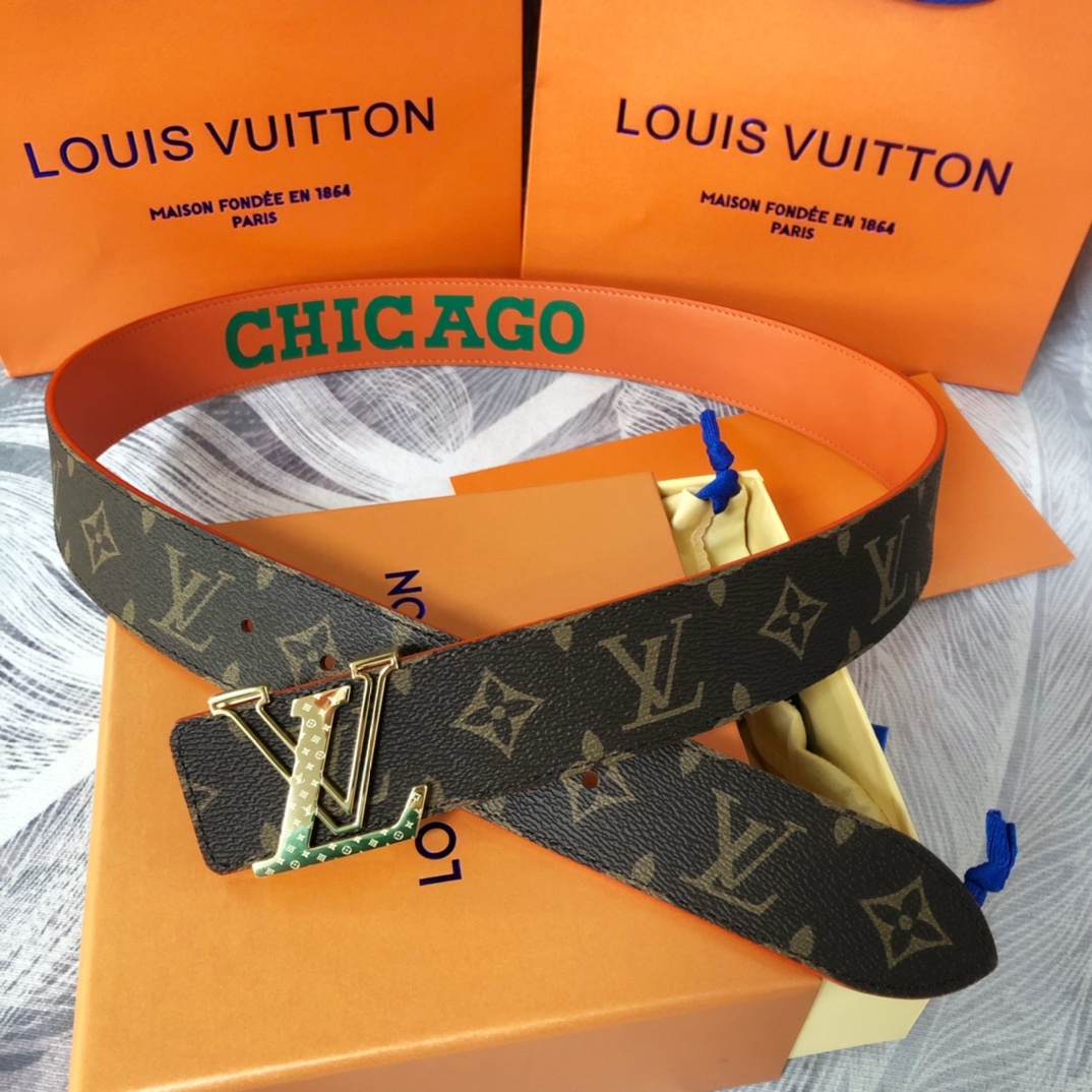 Exklusiver 40-mm-Wendegürtel von Louis Vuitton LV Pyramide Cities – Chicago - EUR FASHION