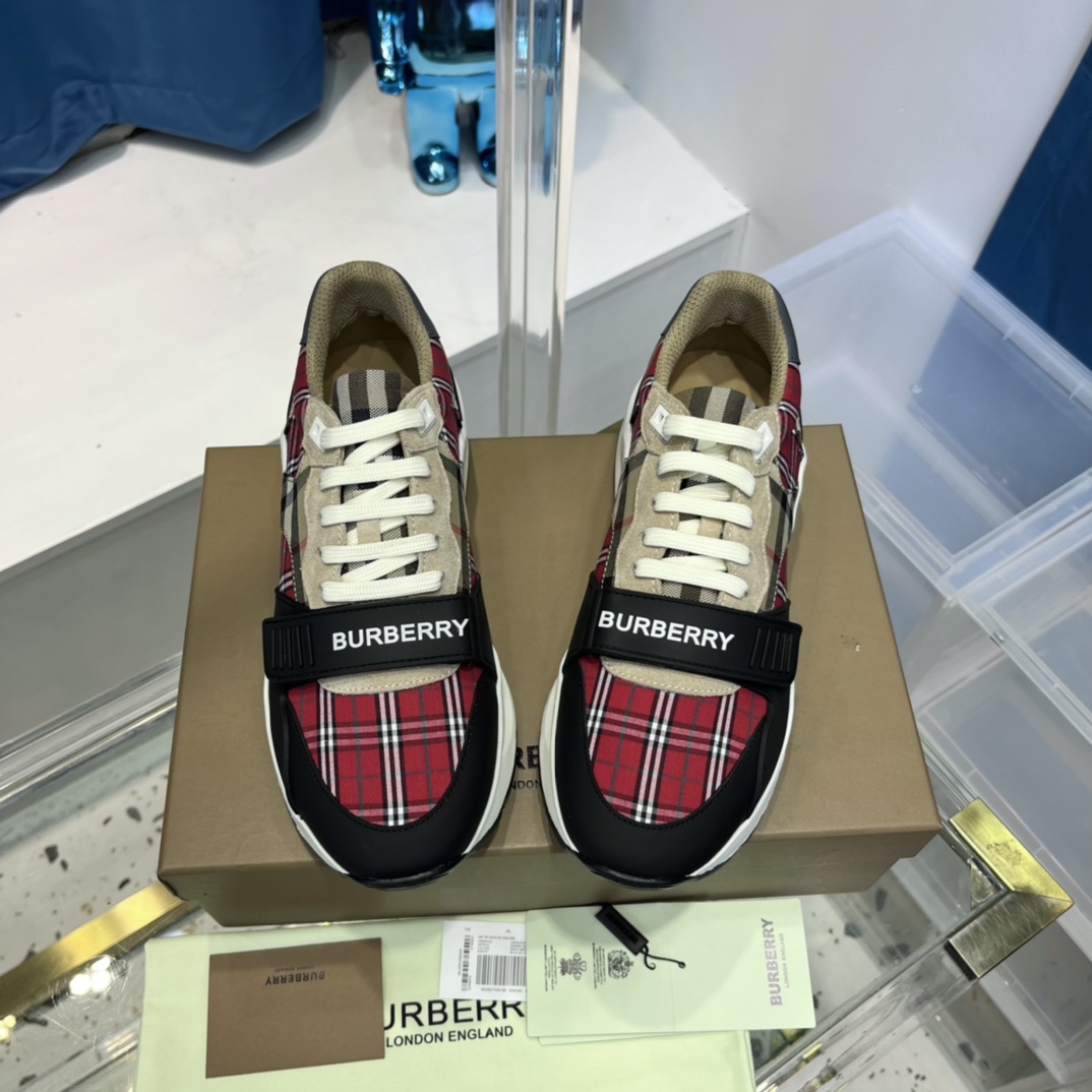 Burberry-Sneaker aus Leder und Vintage-Check-Baumwolle - EUR FASHION