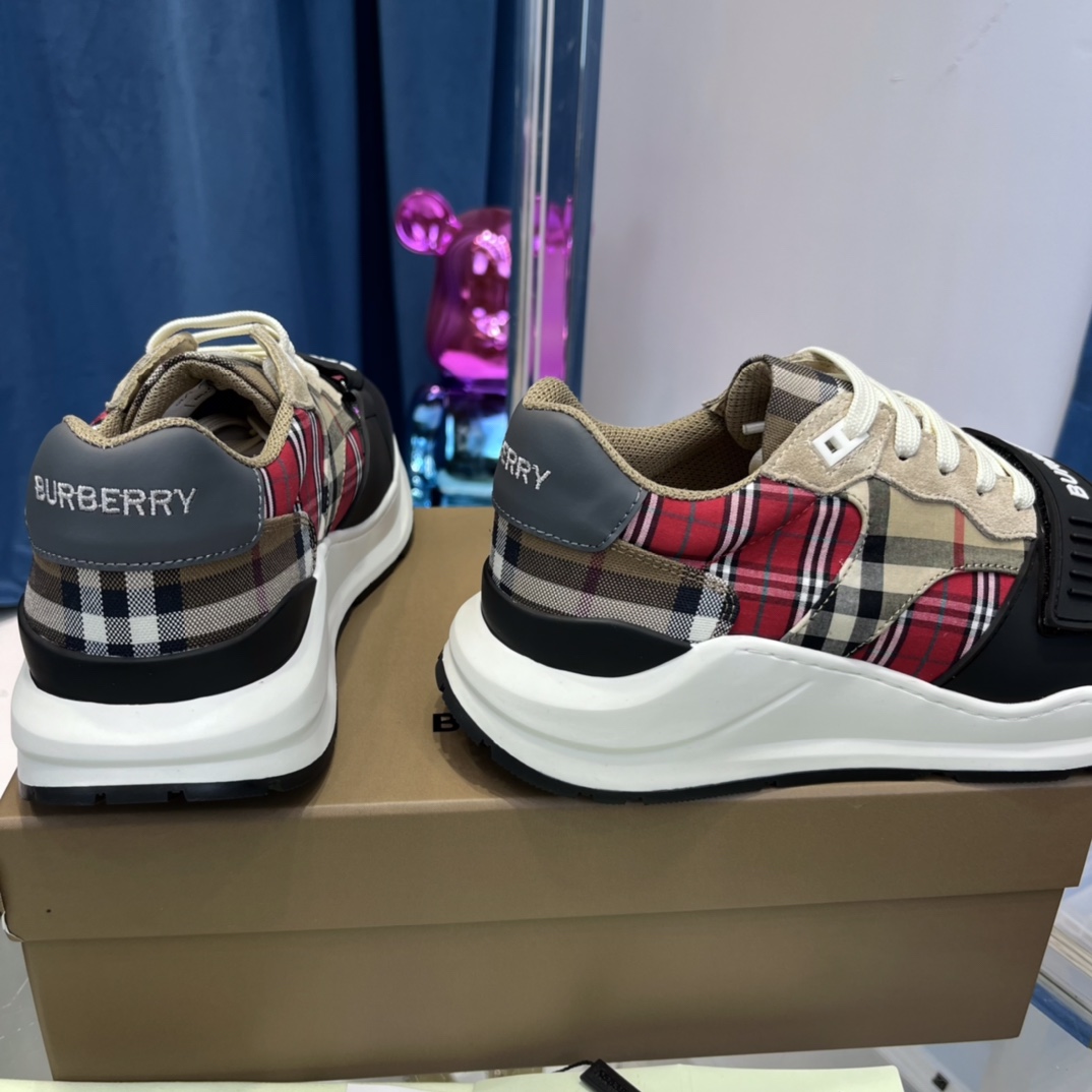 Burberry-Sneaker aus Leder und Vintage-Check-Baumwolle - EUR FASHION