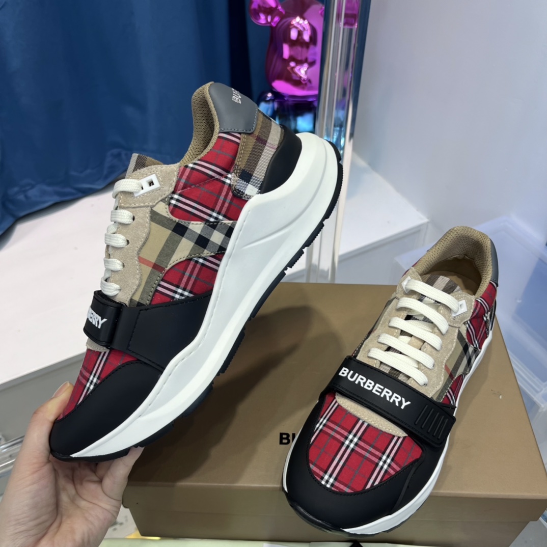 Burberry-Sneaker aus Leder und Vintage-Check-Baumwolle - EUR FASHION