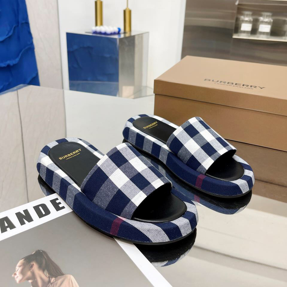 Burberry-Slides aus Baumwolle mit Karomuster - EUR FASHION