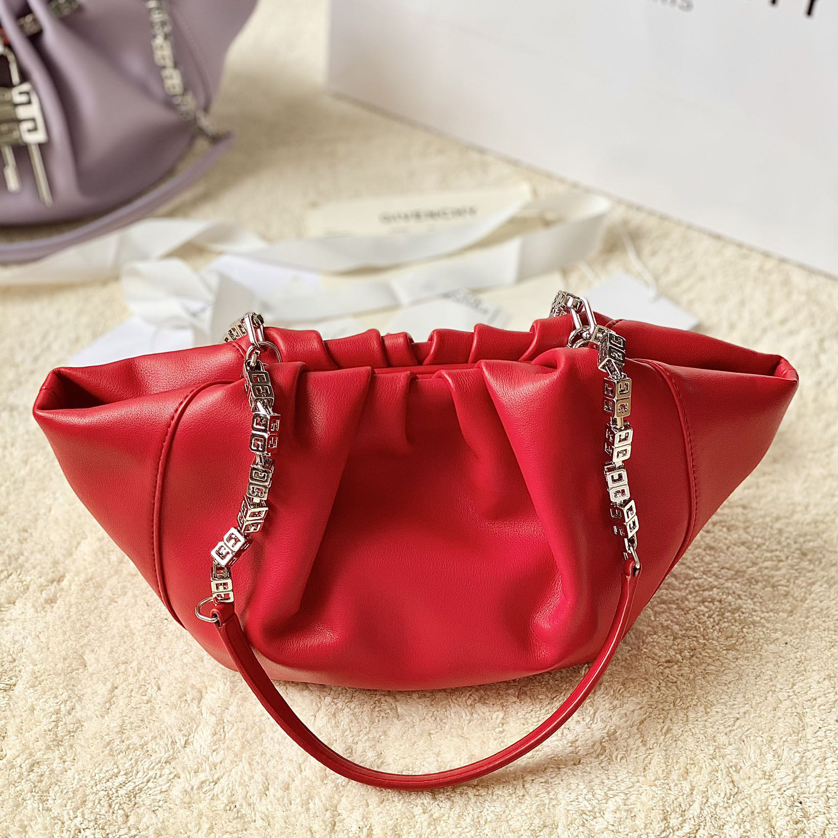 Givenchy Kleine Kenny-Tasche aus Glattleder - Rot (32-22-17 cm) - EUR FASHION