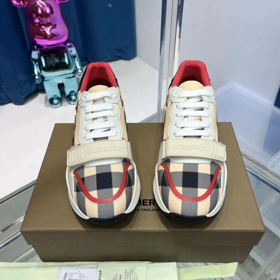 Burberry-Sneaker aus Nylon und Leder mit Karomuster - EUR FASHION