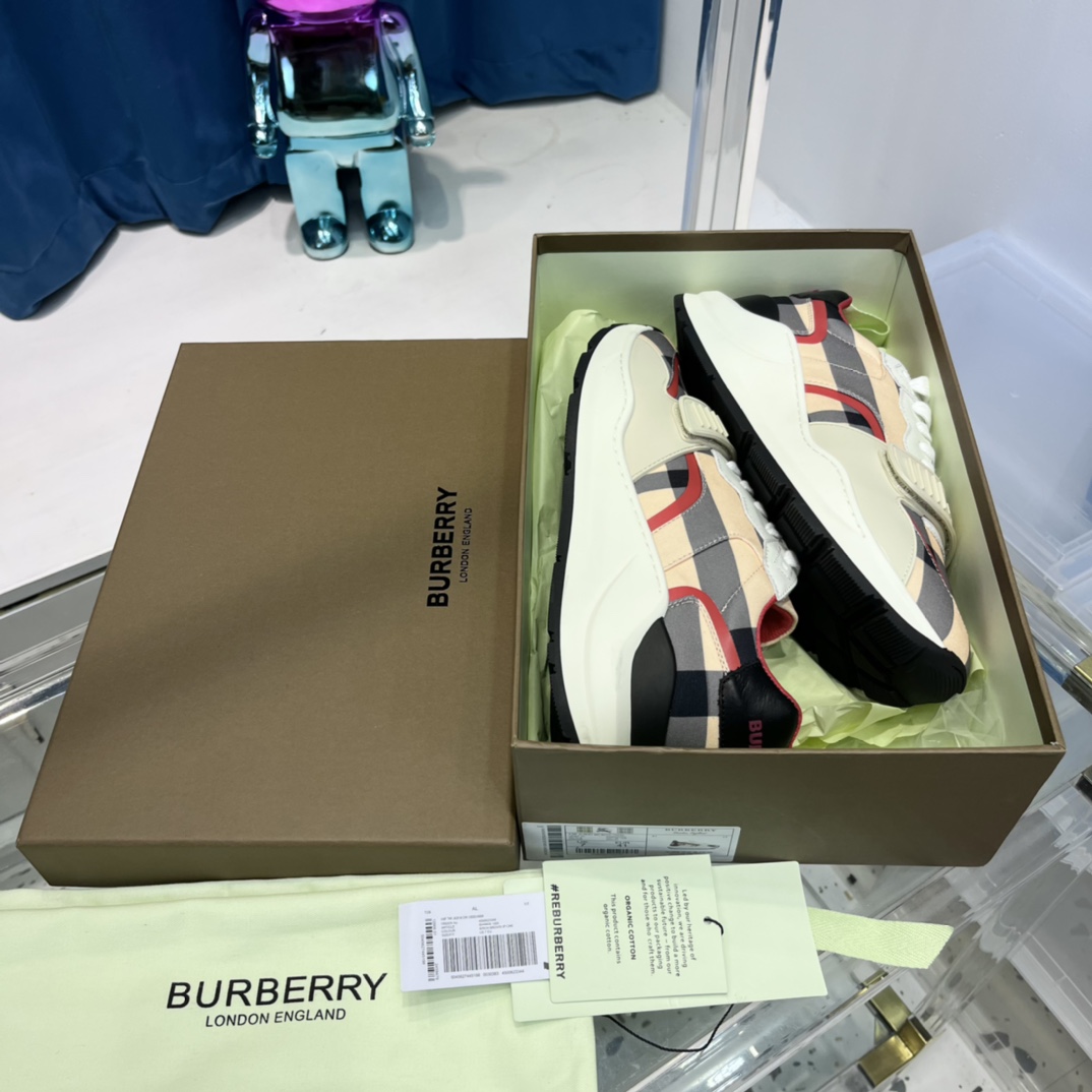 Burberry-Sneaker aus Nylon und Leder mit Karomuster - EUR FASHION