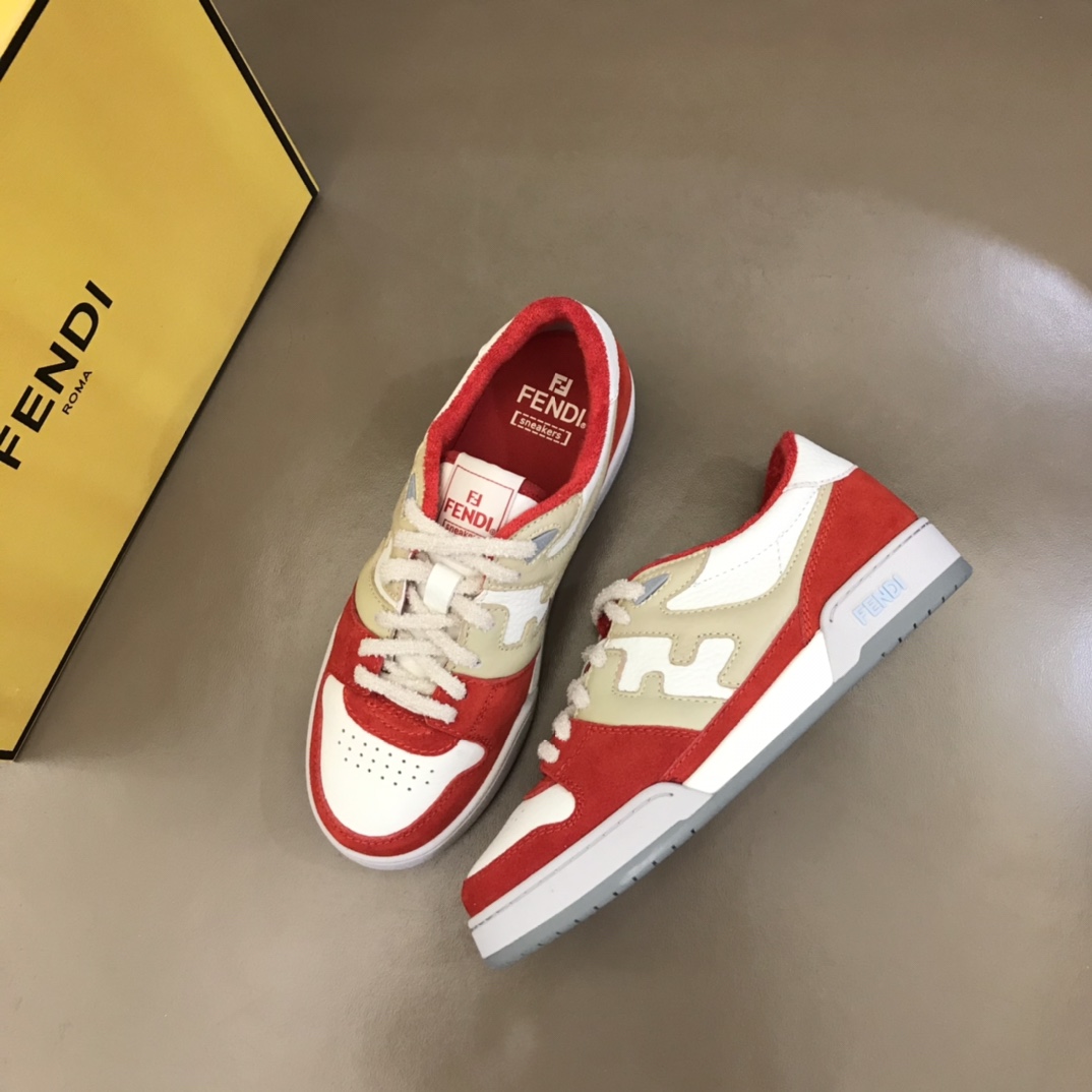 Niedrige Sneakers aus rotem Leder von Fendi - EUR FASHION
