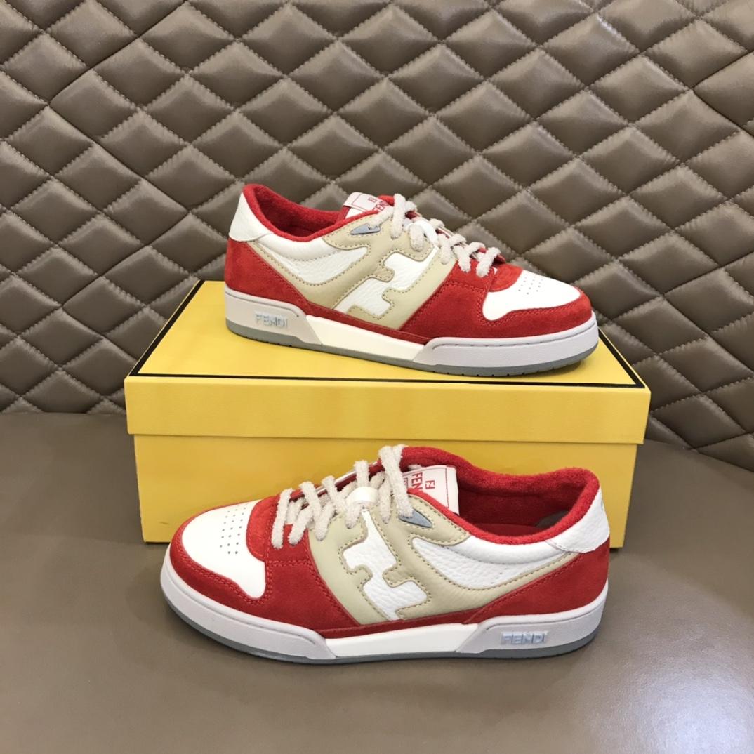 Niedrige Sneakers aus rotem Leder von Fendi - EUR FASHION