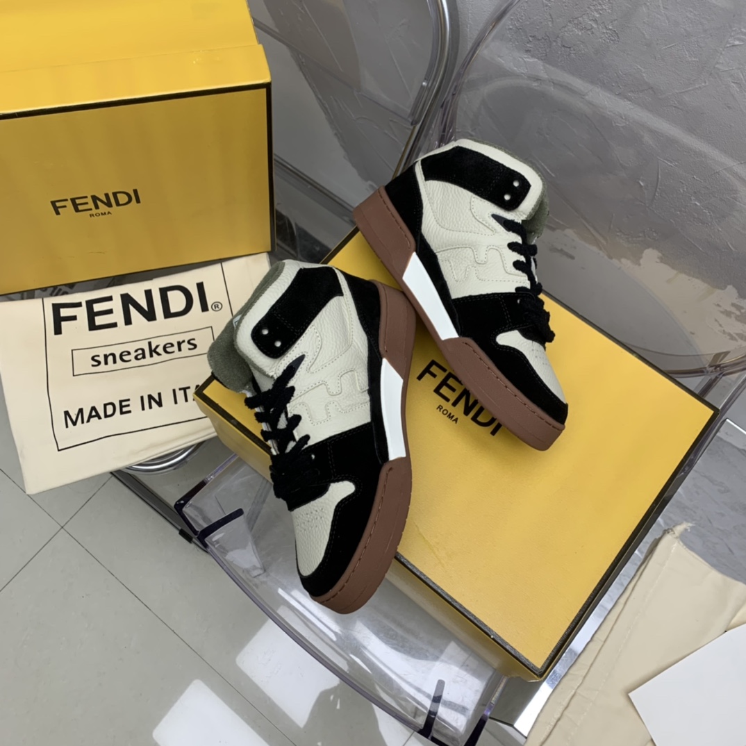 Fendi Match High-Tops aus schwarzem Leder - EUR FASHION