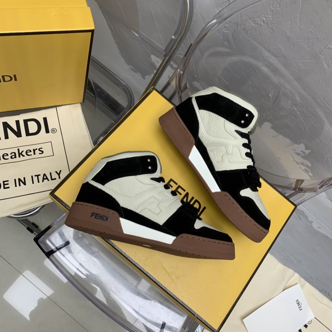 Fendi Match High-Tops aus schwarzem Leder - EUR FASHION