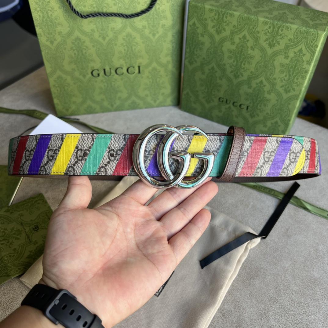 Gucci Gestreifter Gürtel mit Doppel-G - EUR FASHION