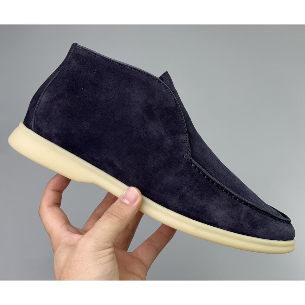 Loro Piana Sommer-Walk-Slipper mit weißer Sohle in Kaviar - EUR FASHION