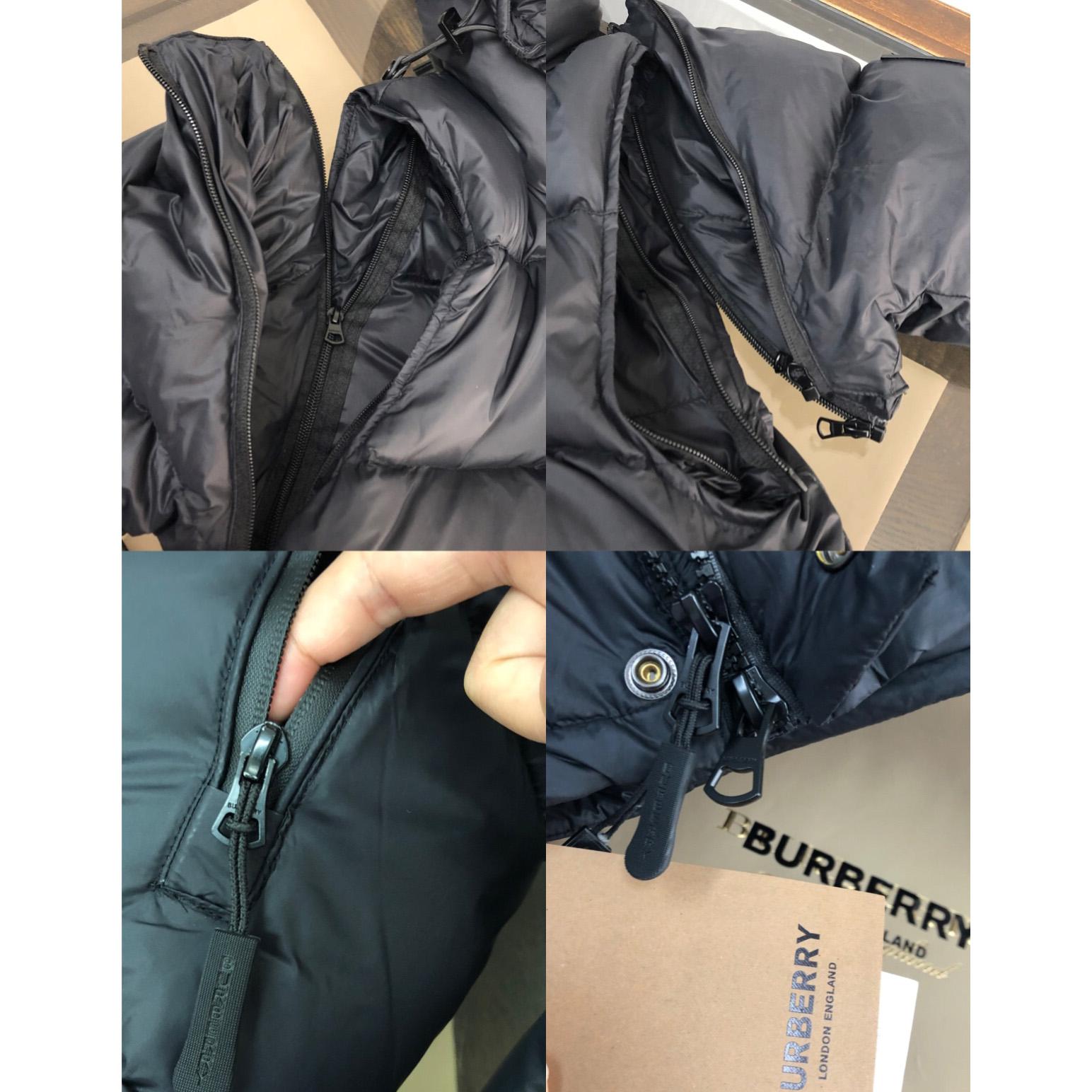 Burberry Daunenjacke aus gestepptem Nylon mit Kapuze und abnehmbaren Ärmeln - EUR FASHION