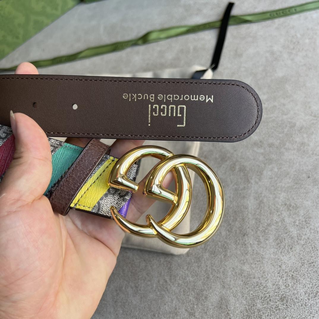 Gucci Gestreifter Gürtel mit Doppel-G - EUR FASHION