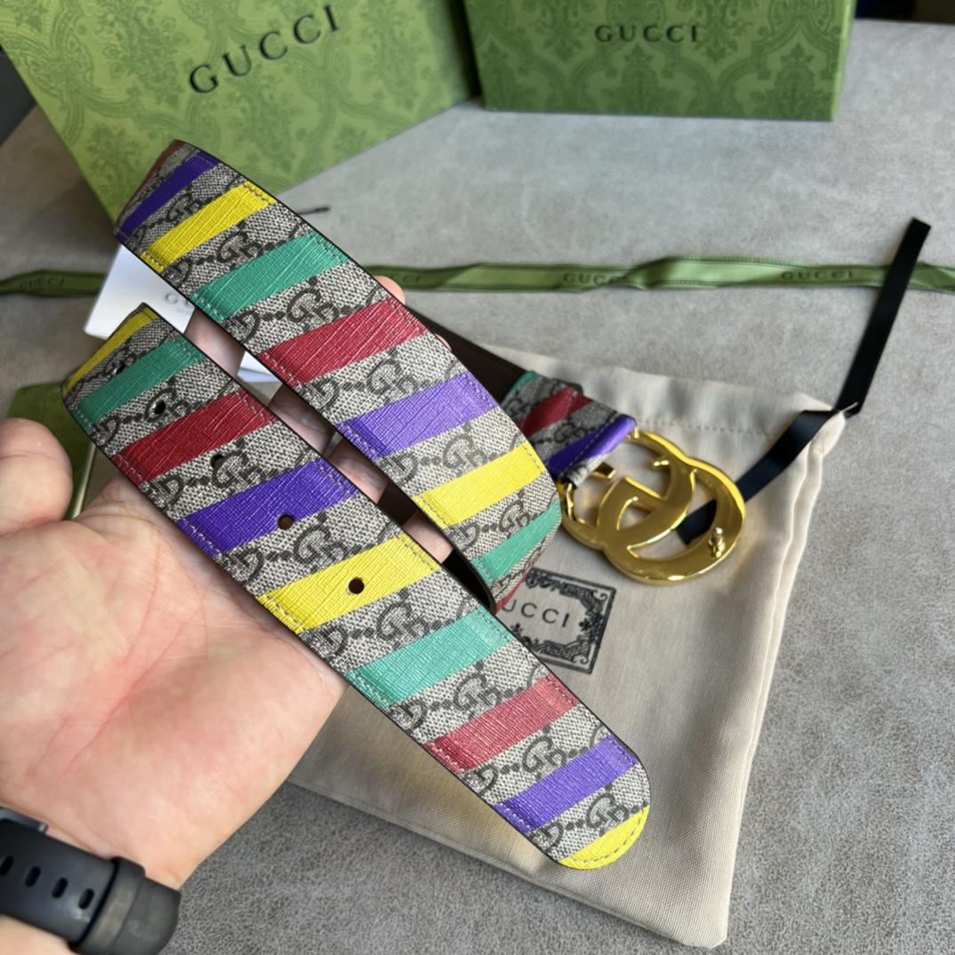 Gucci Gestreifter Gürtel mit Doppel-G - EUR FASHION
