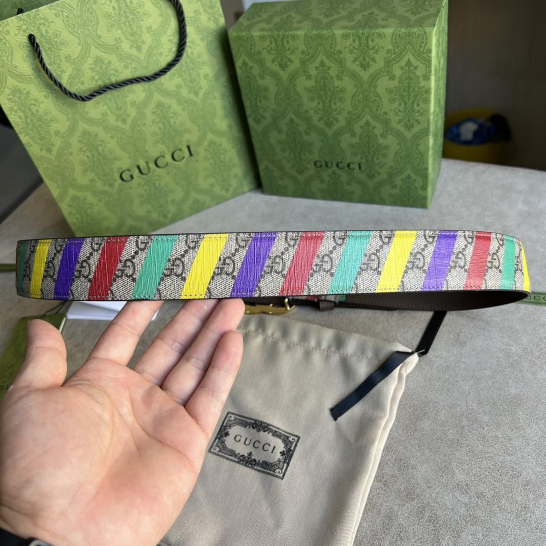 Gucci Gestreifter Gürtel mit Doppel-G - EUR FASHION