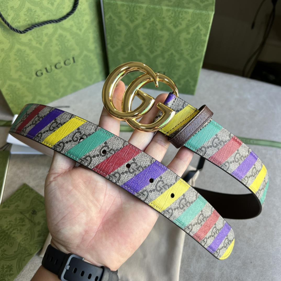 Gucci Gestreifter Gürtel mit Doppel-G - EUR FASHION