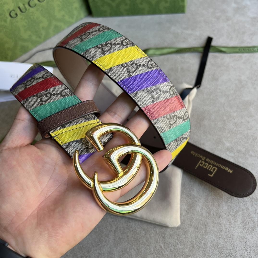 Gucci Gestreifter Gürtel mit Doppel-G - EUR FASHION