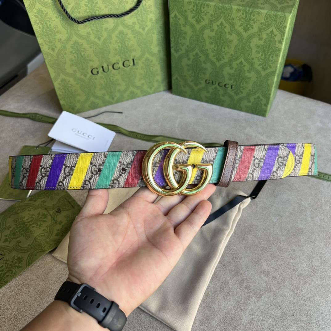 Gucci Gestreifter Gürtel mit Doppel-G - EUR FASHION