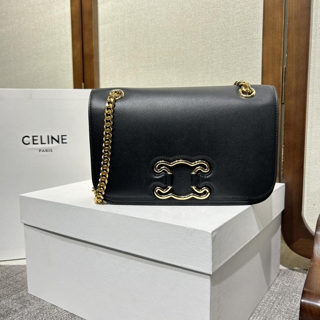 Celine Medium Bag Triomphe Frame aus glänzendem Kalbsleder - EUR FASHION