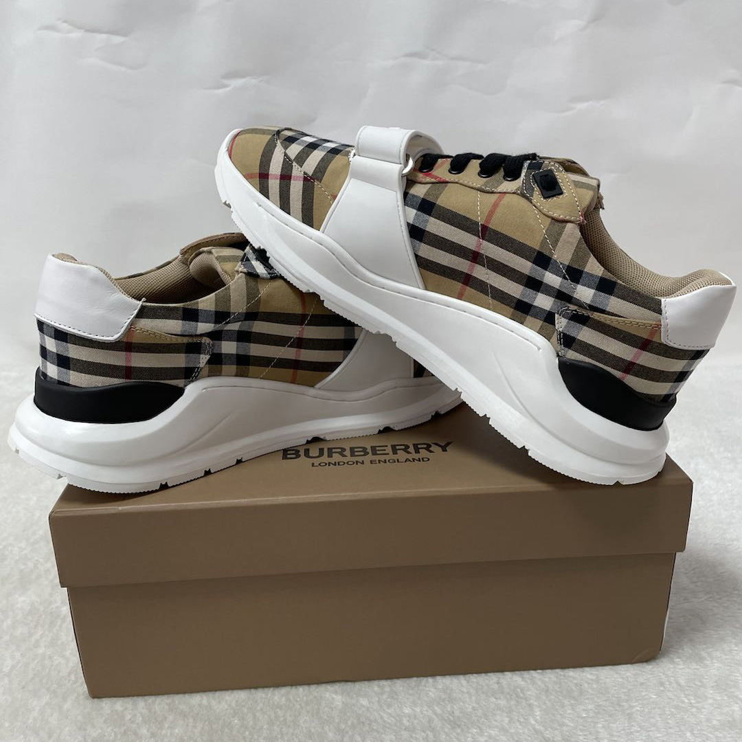 Burberry-Sneaker aus Baumwolle und Leder mit Karomuster - EUR FASHION