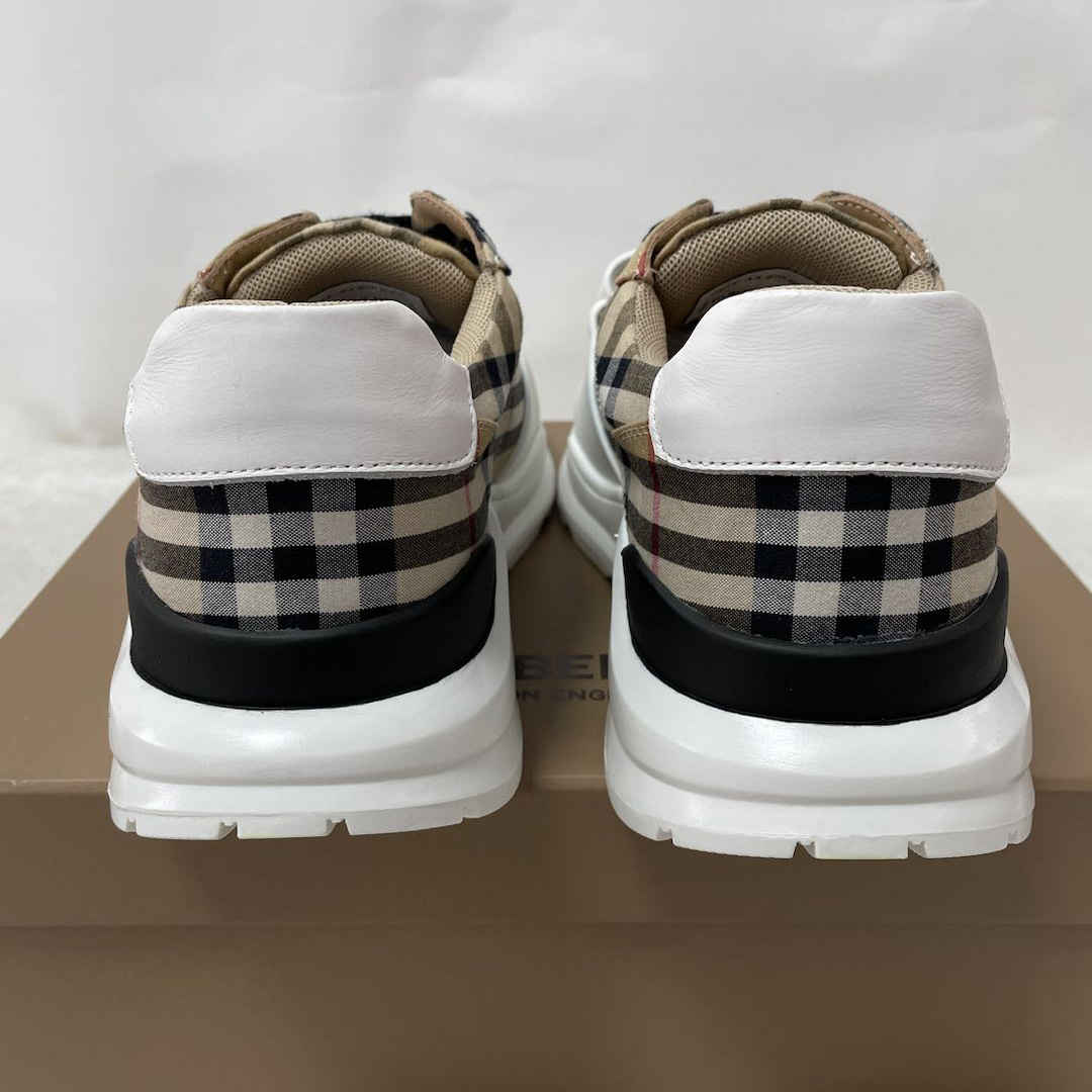 Burberry-Sneaker aus Baumwolle und Leder mit Karomuster - EUR FASHION