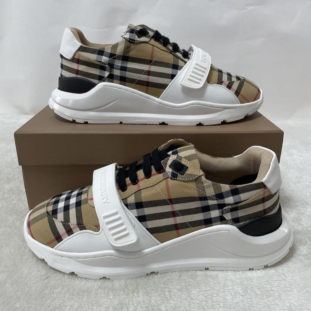 Burberry-Sneaker aus Baumwolle und Leder mit Karomuster - EUR FASHION