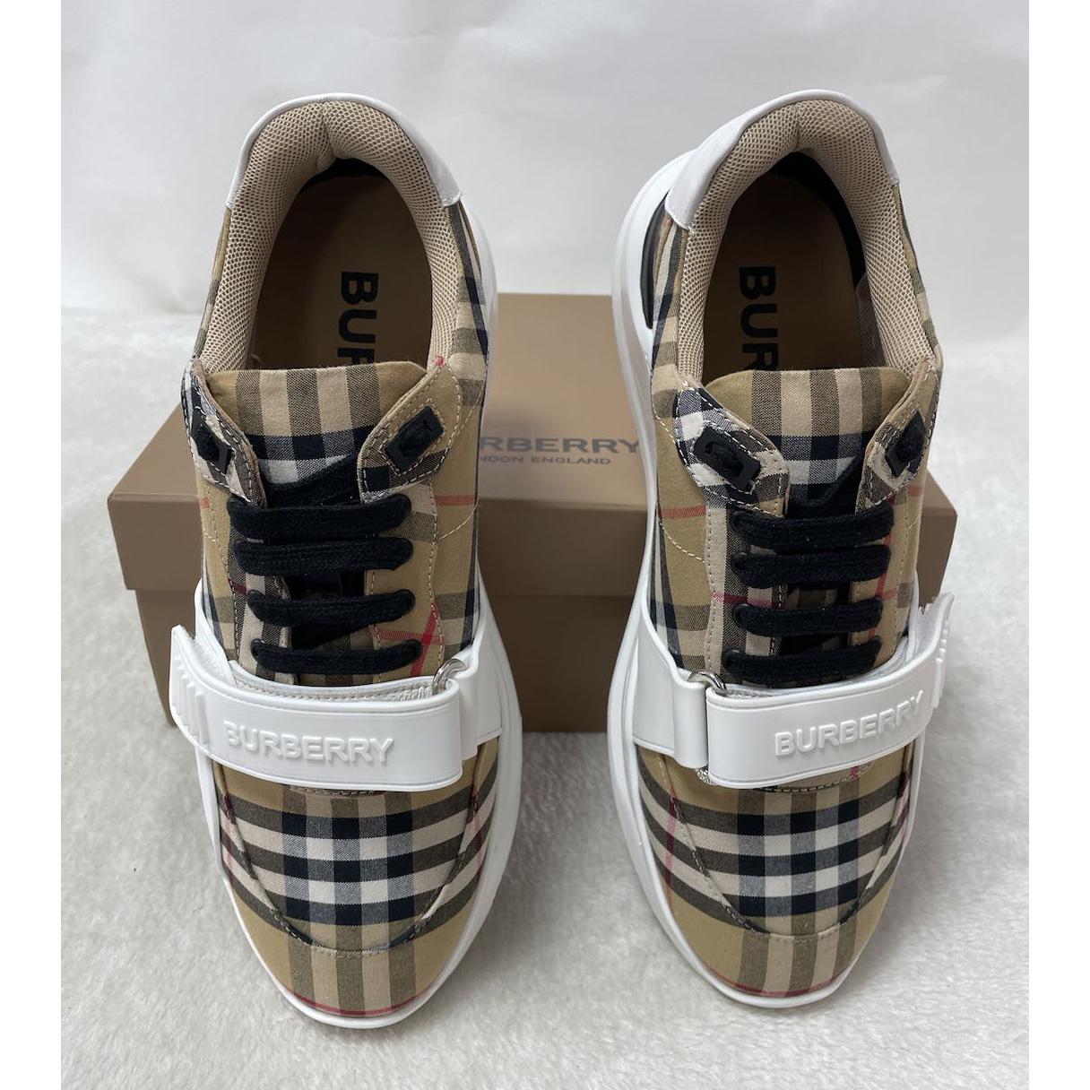 Burberry-Sneaker aus Baumwolle und Leder mit Karomuster - EUR FASHION