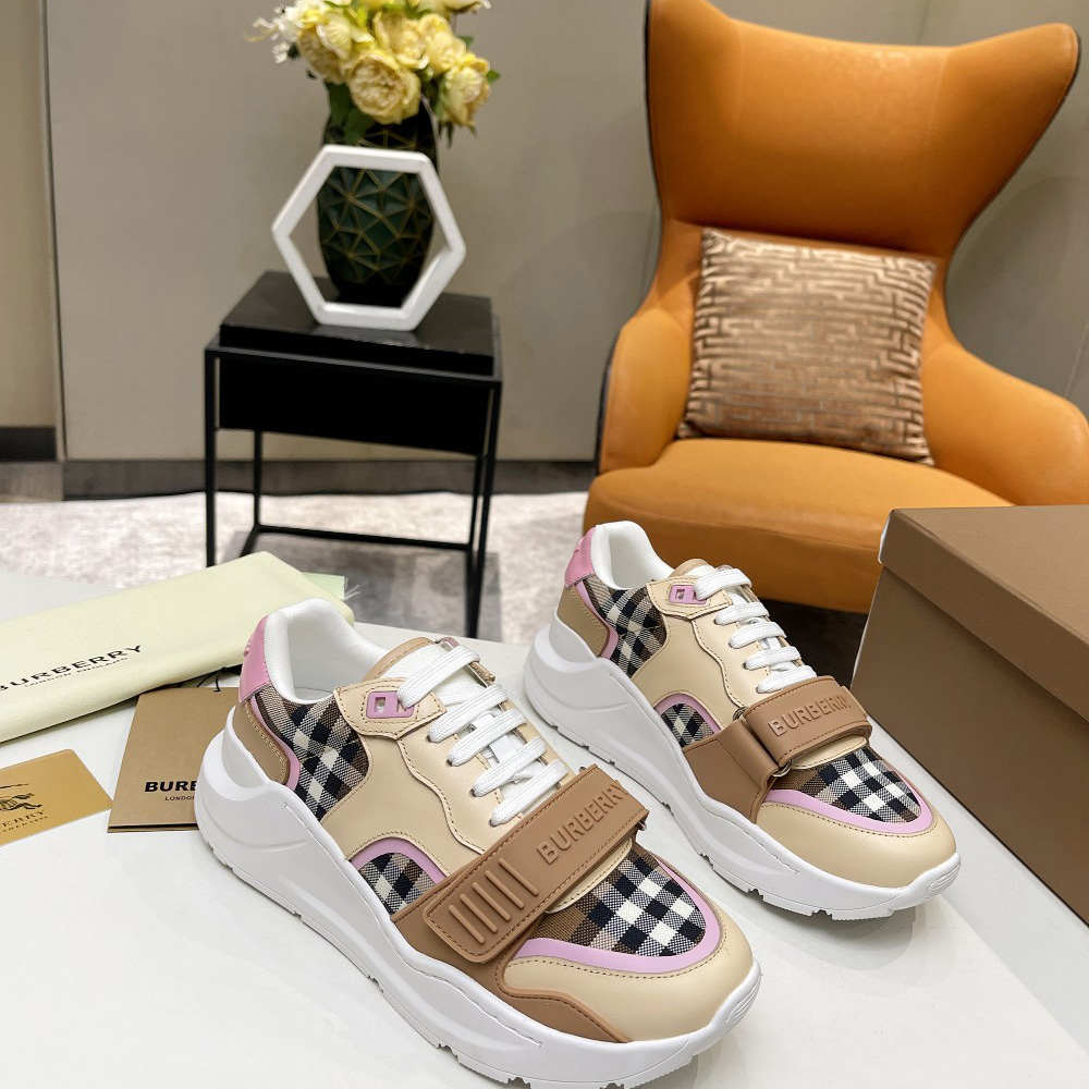 Burberry-Sneaker aus Baumwolle und Leder mit Karomuster - EUR FASHION