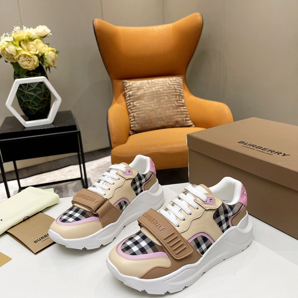 Burberry-Sneaker aus Baumwolle und Leder mit Karomuster - EUR FASHION