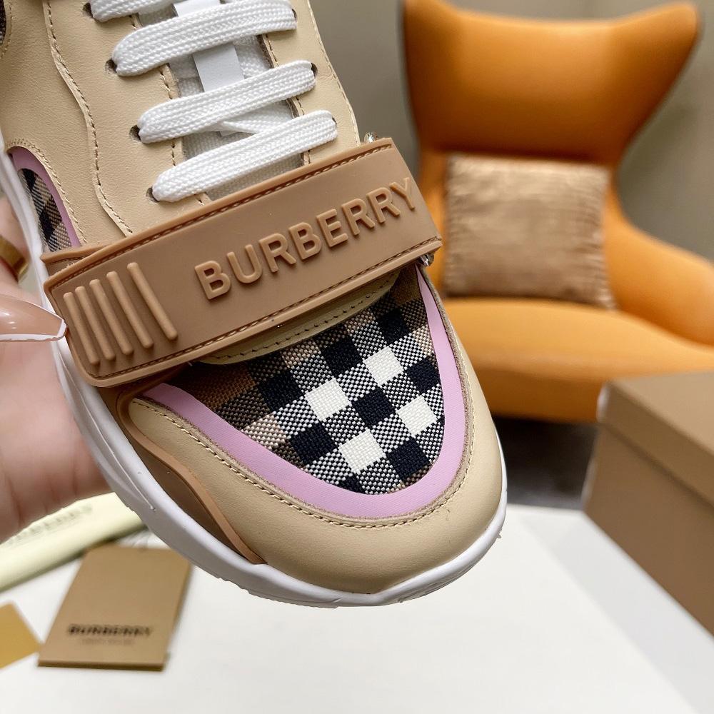 Burberry-Sneaker aus Baumwolle und Leder mit Karomuster - EUR FASHION