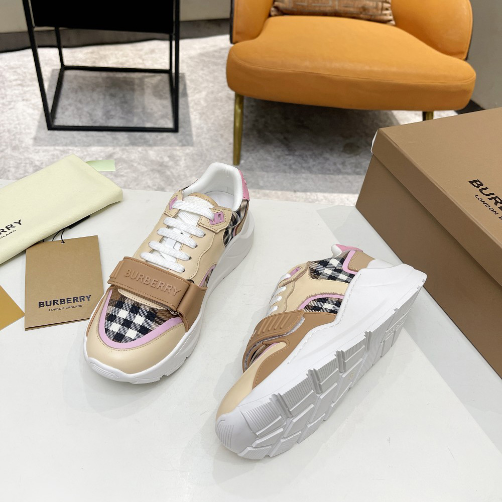 Burberry-Sneaker aus Baumwolle und Leder mit Karomuster - EUR FASHION