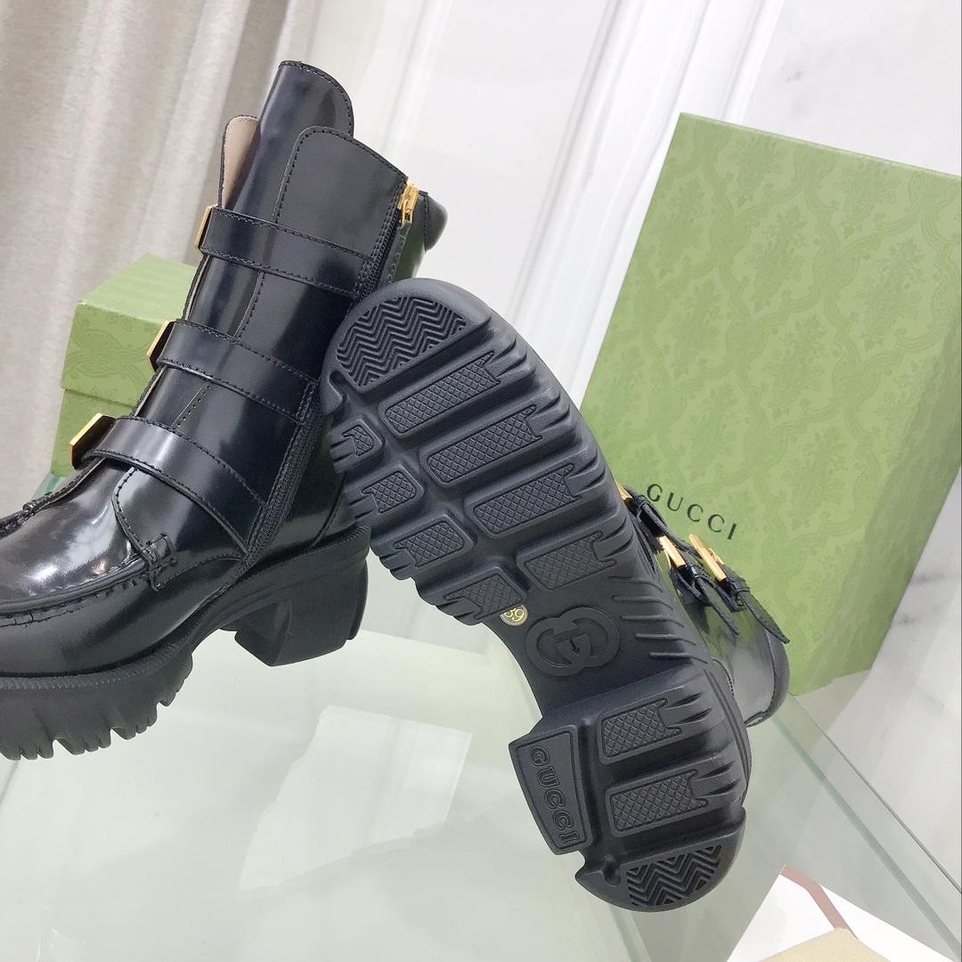Gucci Damen-Stiefeletten aus schwarzem Leder - EUR FASHION
