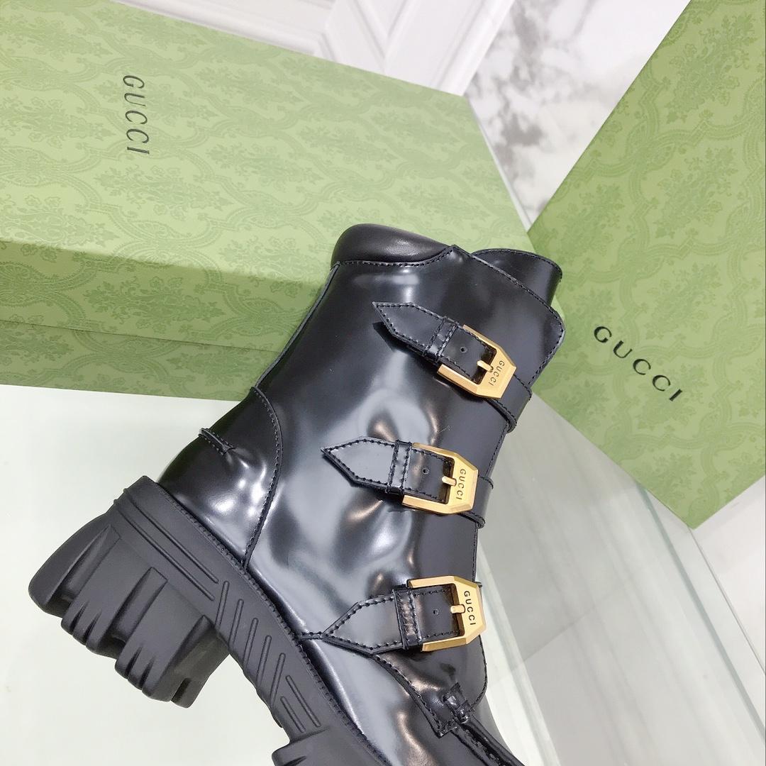 Gucci Damen-Stiefeletten aus schwarzem Leder - EUR FASHION
