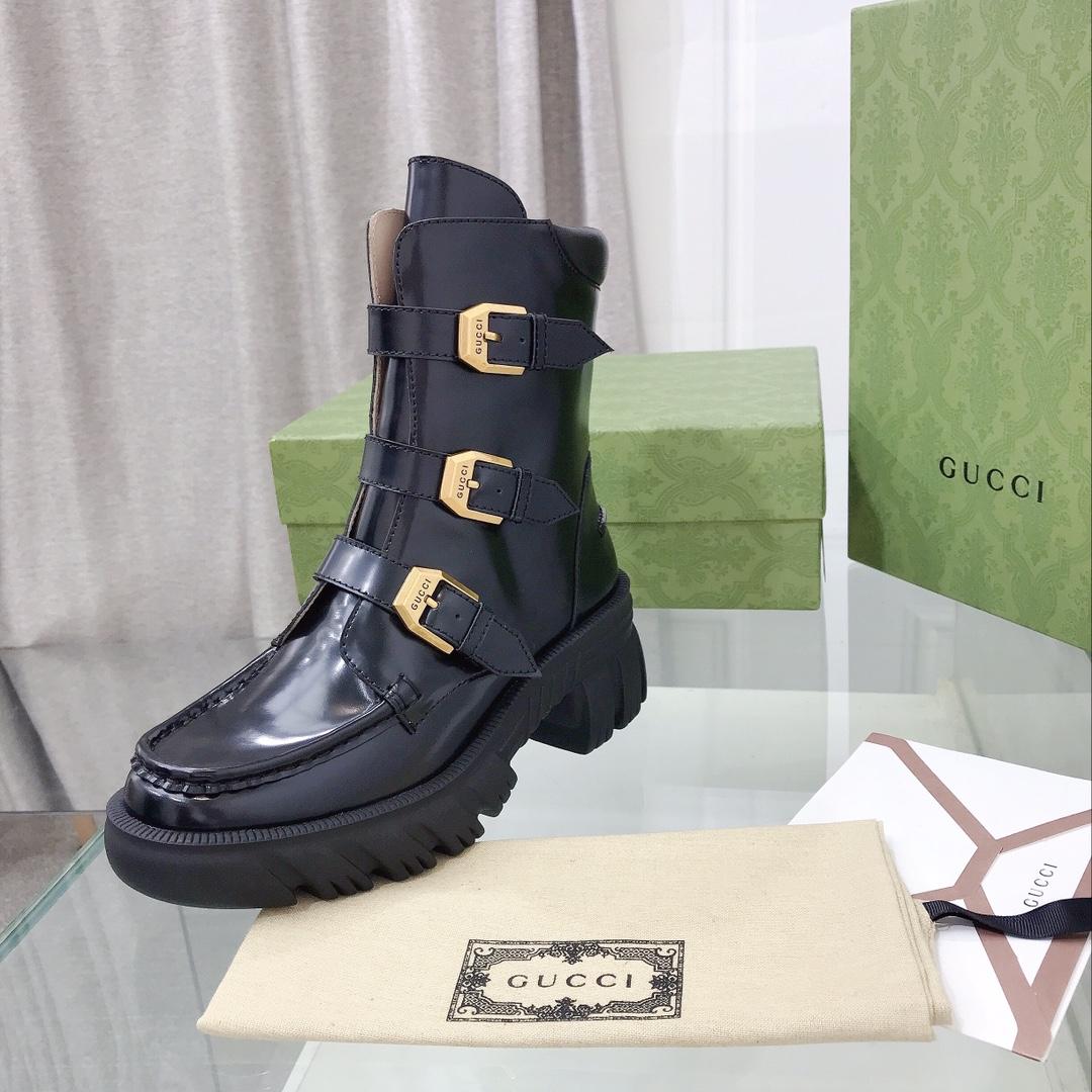 Gucci Damen-Stiefeletten aus schwarzem Leder - EUR FASHION