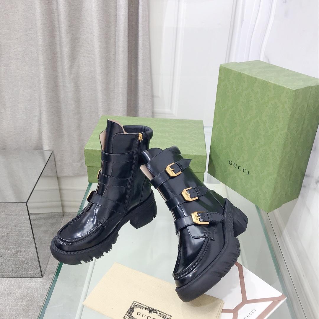 Gucci Damen-Stiefeletten aus schwarzem Leder - EUR FASHION